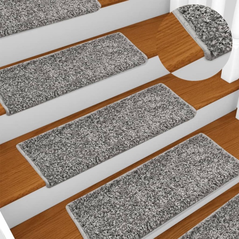 vidaXL Πατάκια Σκαλιών 10 τεμ. Γκρι Ορθογώνια Άκρη 65x21x4 εκ.