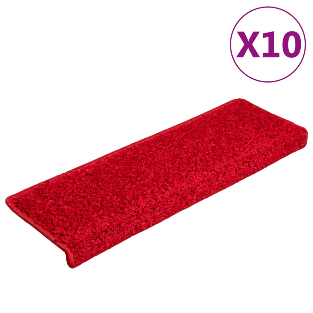 vidaXL Πατάκια Σκαλιών 10 τεμ. Κόκκινα Ορθογώνια Άκρα 65x21x4 εκ.