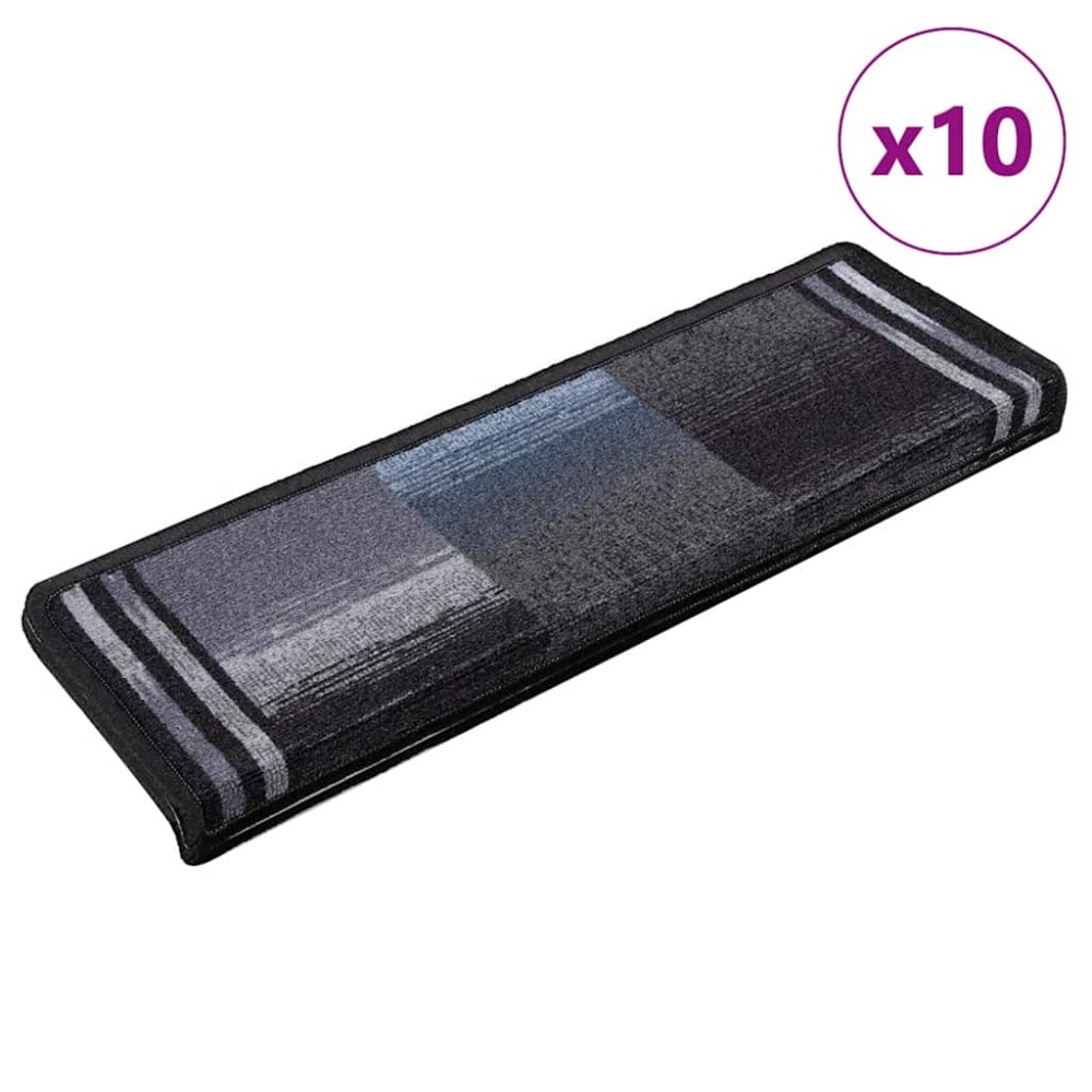 vidaXL Πατάκια Σκάλας Αυτοκόλλητα 10 τεμ. Μαύρα/Γκρι 65x21x4 εκ.