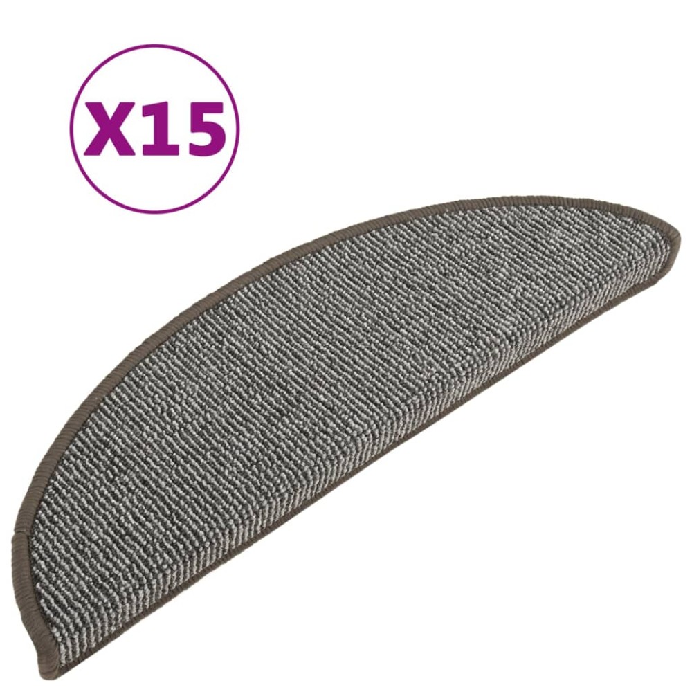vidaXL Πατάκια Σκαλιών 15 τεμ. Γκρι Ημίστρογγυλά 56x17x3 εκ.