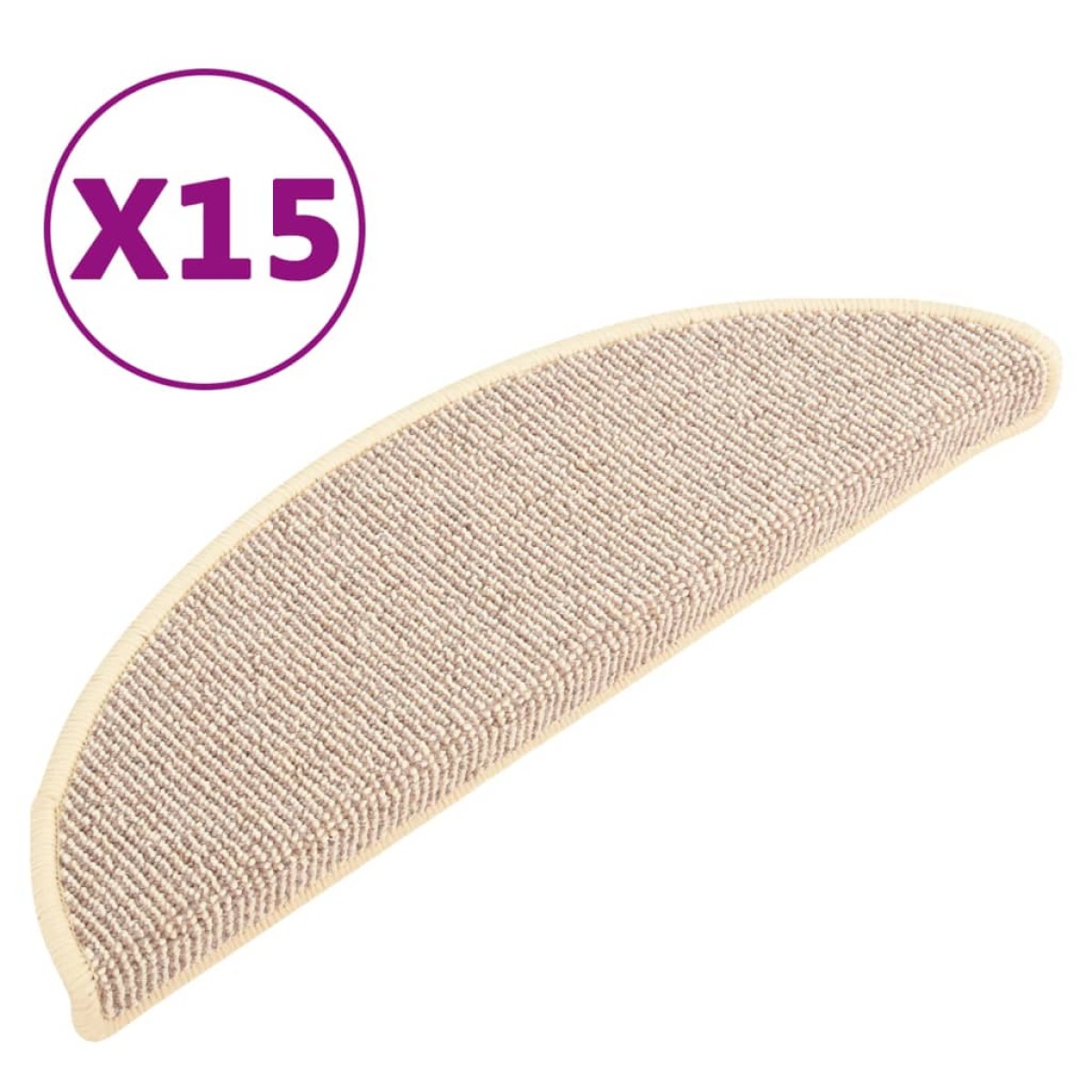 vidaXL Πατάκια Σκάλας Μοκέτα 15 τεμ. Λευκά / Καφέ 56 x 17 x 3 εκ.