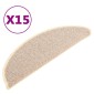 vidaXL Πατάκια Σκάλας Μοκέτα 15 τεμ. Λευκά / Καφέ 56 x 17 x 3 εκ.