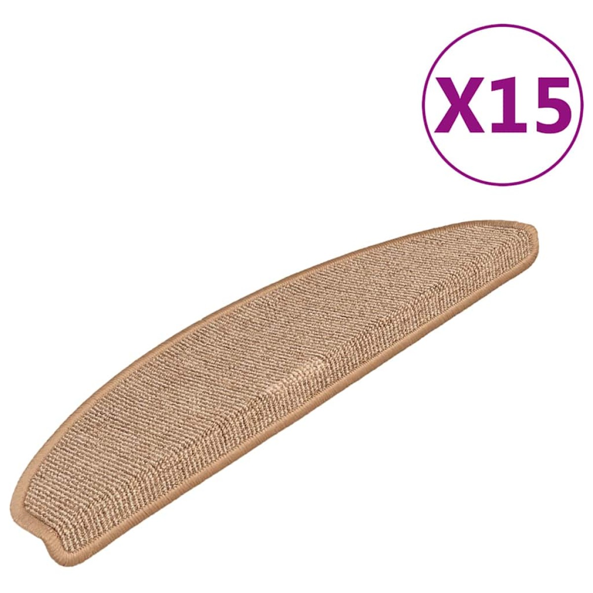 vidaXL Πατάκια Σκάλας Μοκέτα 15 τεμ. Ανοιχτό Καφέ 65 x 21 x 4 εκ.
