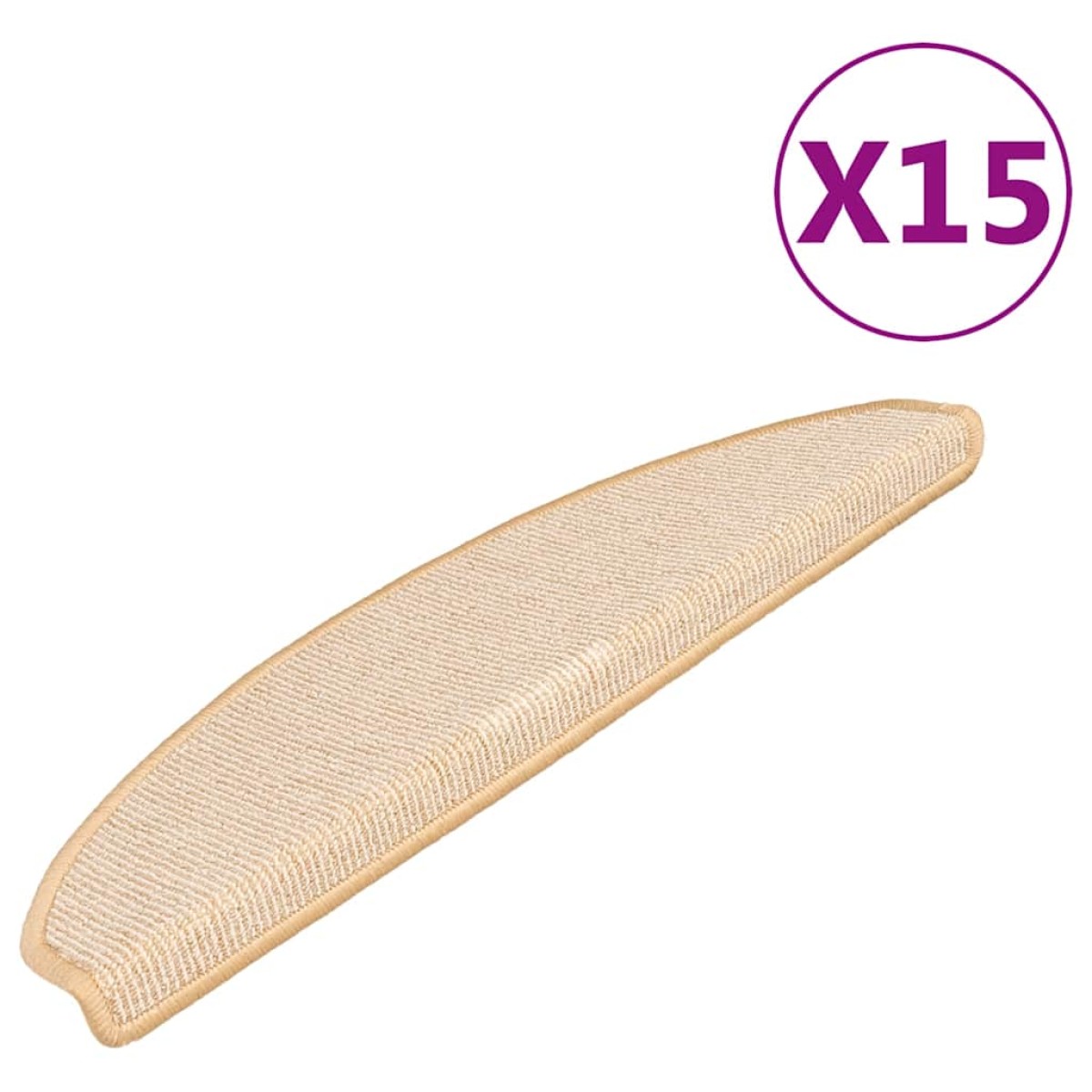 vidaXL Πατάκια Σκάλας Μοκέτα 15 τεμ. Κρεμ 65 x 21 x 4 εκ.