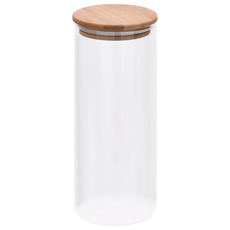 vidaXL Βάζα 6 τεμ. 1000 ml Γυάλινα με Καπάκι από Μπαμπού