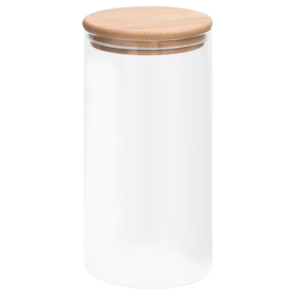 vidaXL Βάζα 4 τεμ. 1200 ml Γυάλινα με Καπάκι από Μπαμπού