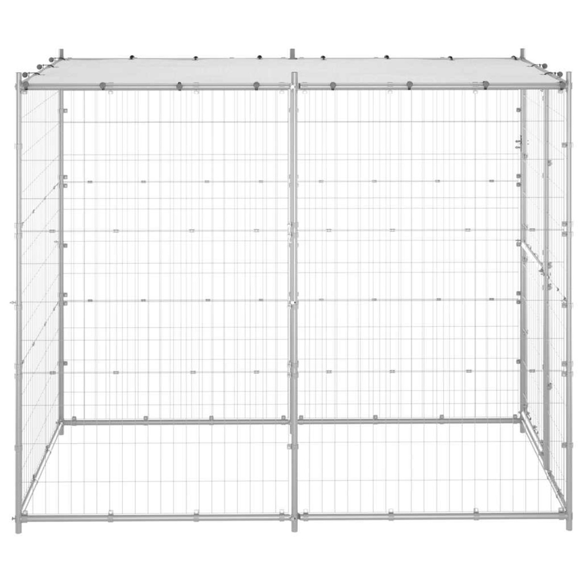 vidaXL Κλουβί Σκύλου Εξ. Χώρου Γαλβαν. Χάλυβας 110x220x180εκ Στέγαστρο