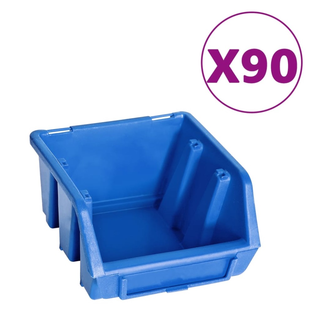 vidaXL Σκαφάκια Αποθήκευσης Σετ 96 τεμ. Μπλε / Μαύρα με Πάνελ Τοίχου