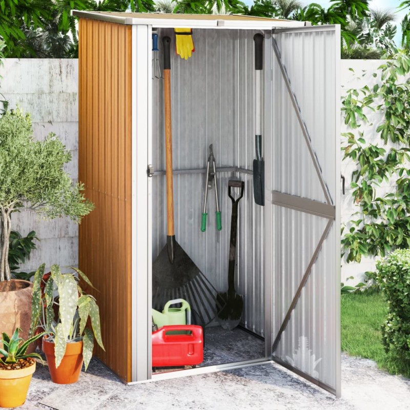 vidaXL Αποθήκη Κήπου Καφέ 118,5 x 97 x 209,5 εκ. από Γαλβανισμένο Ατσάλι