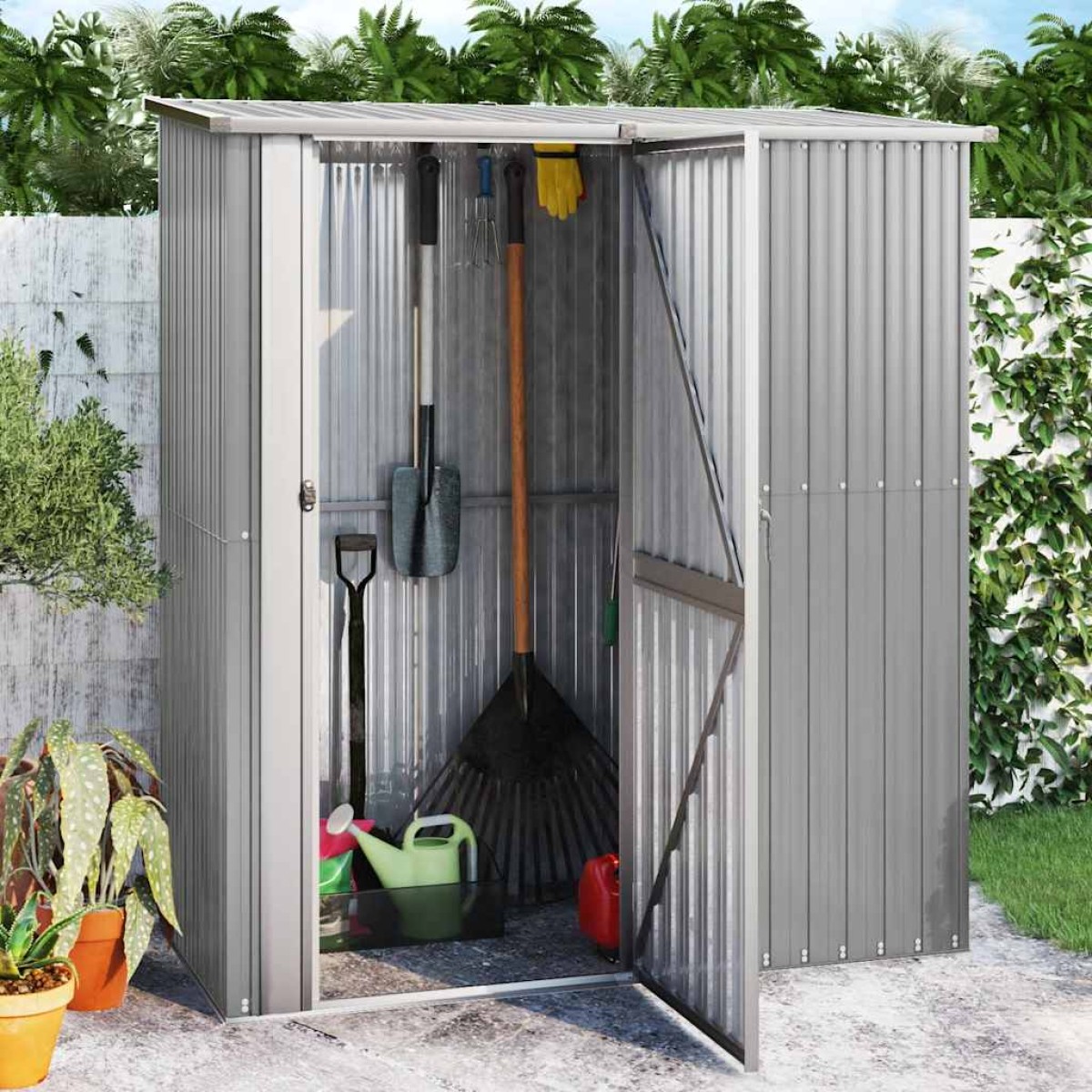 vidaXL Αποθήκη Κήπου Γκρι 180,5 x 97 x 209,5 εκ. από Γαλβαν. Ατσάλι