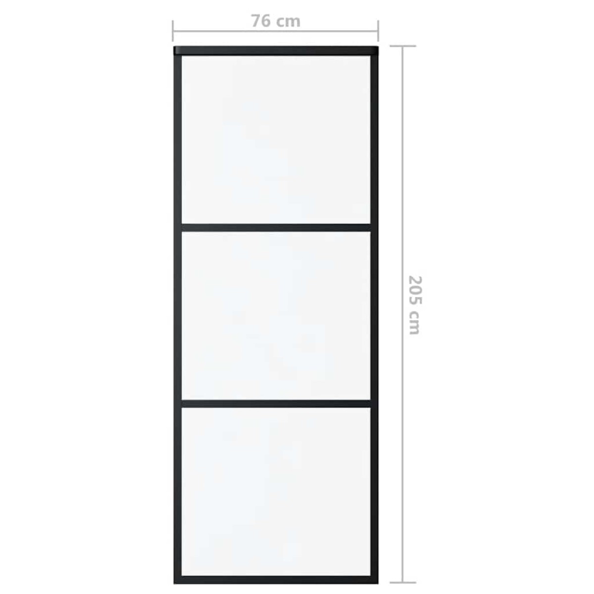 vidaXL Πόρτα Συρόμενη Μαύρη 76 x 205 εκ. από Γυαλί ESG / Αλουμίνιο