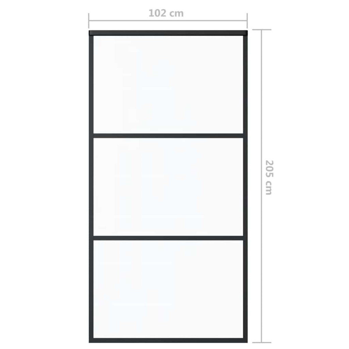 vidaXL Πόρτα Συρόμενη Μαύρη 102 x 205 εκ. από Γυαλί ESG / Αλουμίνιο