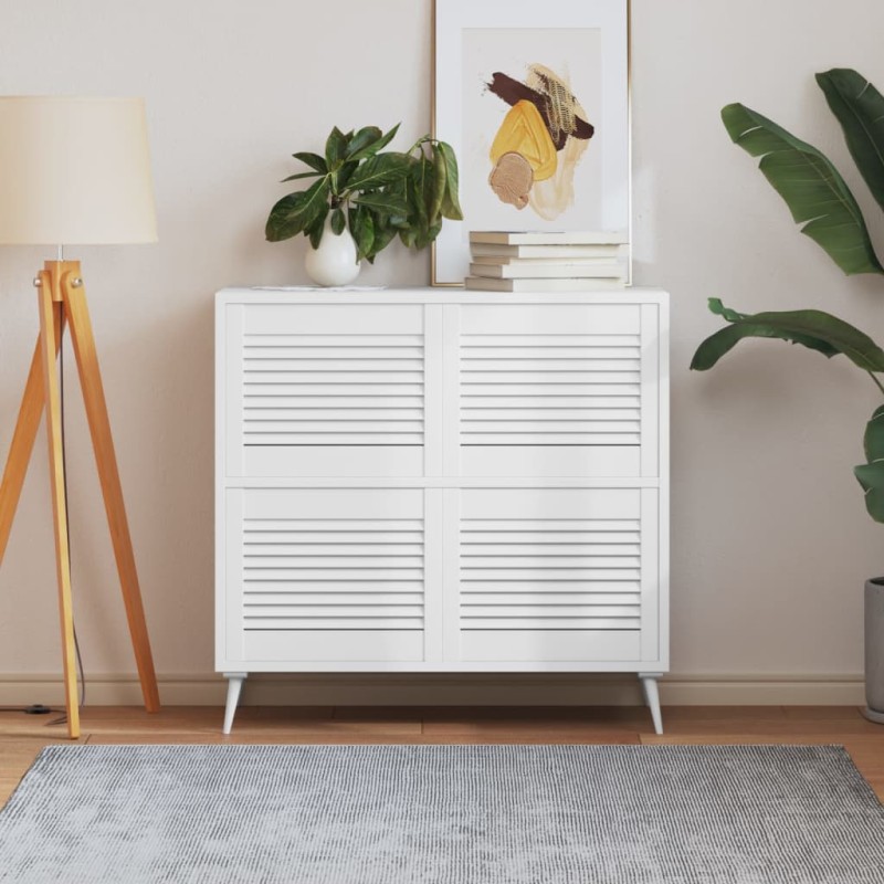 vidaXL Πορτάκια με Περσίδες 4 Τεμ. Λευκά 39,5x49,4εκ Μασίφ Ξύλο Πεύκου