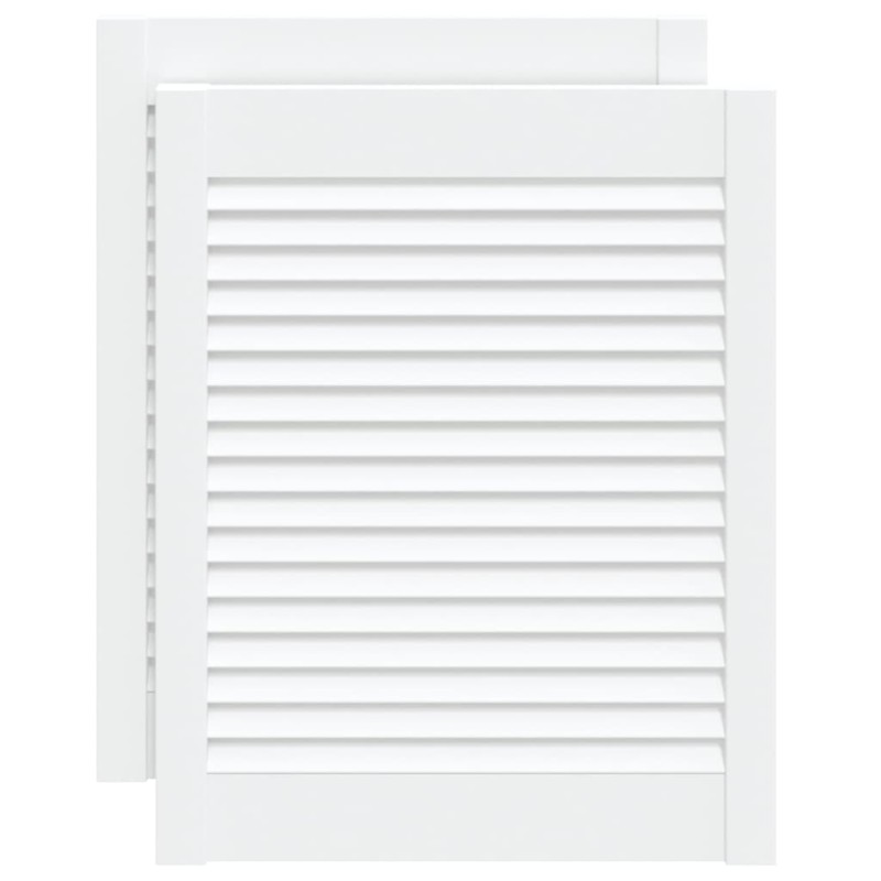 vidaXL Πορτάκια με Περσίδες 2 Τεμ. Λευκά 61,5x49,4εκ Μασίφ Ξύλο Πεύκου