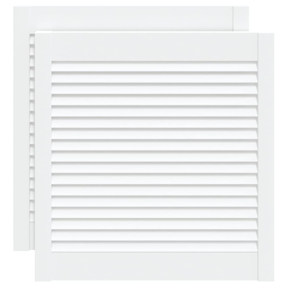 vidaXL Πορτάκια με Περσίδες 2 Τεμ. Λευκά 61,5x59,4εκ Μασίφ Ξύλο Πεύκου