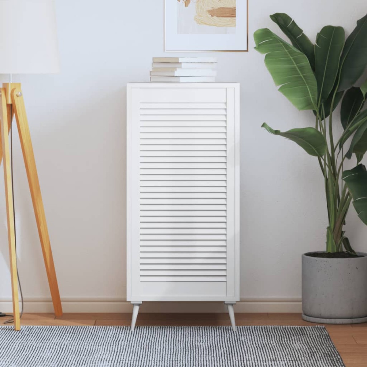 vidaXL Πορτάκι με Περσίδες Λευκό 99,3 x 49,4 εκ. από Μασίφ Ξύλο Πεύκου