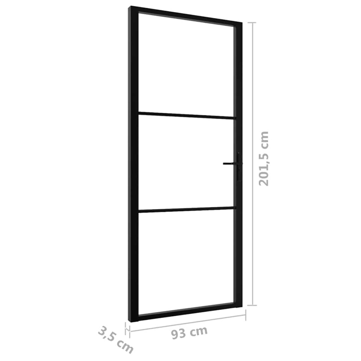 vidaXL Πόρτα Εσωτερική Μαύρη 93 x 201,5 εκ. από Γυαλί ESG / Αλουμίνιο
