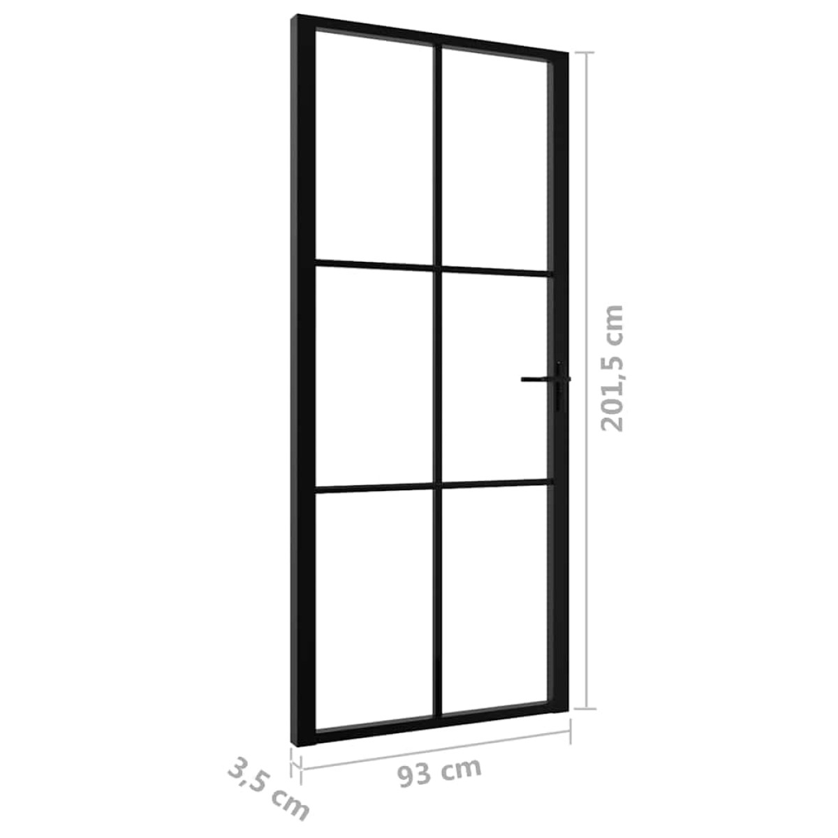 vidaXL Πόρτα Εσωτερική Μαύρη 93 x 201,5 εκ. από Γυαλί ESG / Αλουμίνιο