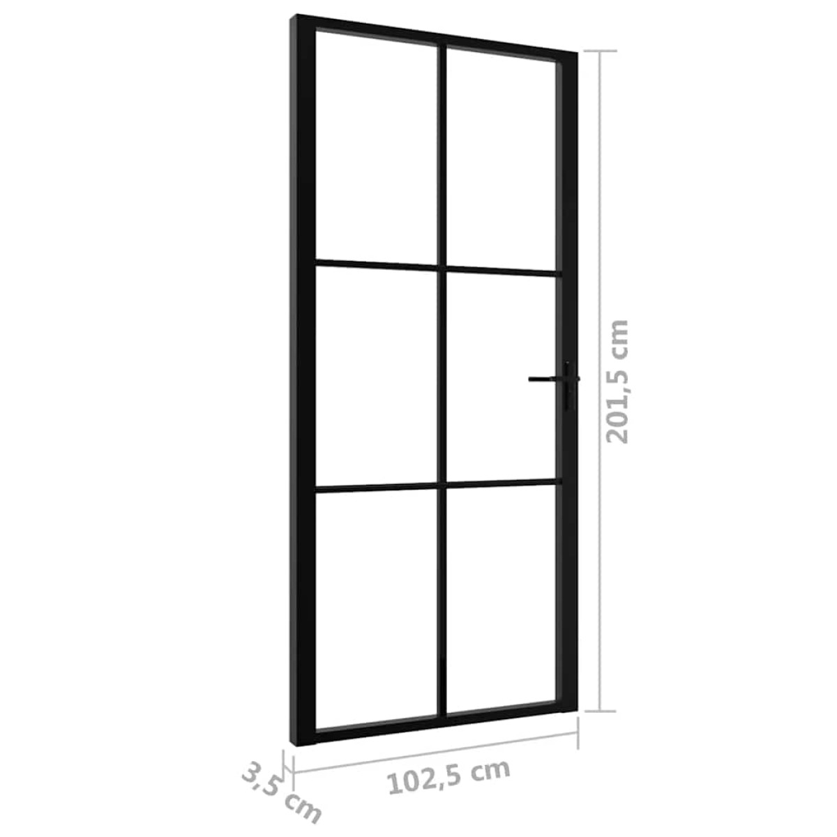 vidaXL Πόρτα Εσωτερική Μαύρη 102,5x201,5 εκ. από Γυαλί ESG / Αλουμίνιο