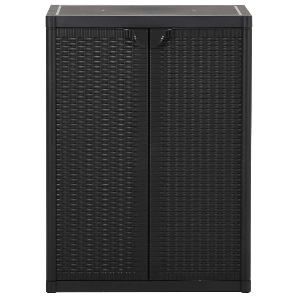 vidaXL Ντουλάπι Αποθήκευσης Κήπου Μαύρο 65x45x88 εκ. από Ρατάν PP