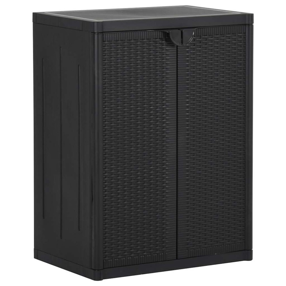 vidaXL Ντουλάπι Αποθήκευσης Κήπου Μαύρο 65x45x88 εκ. από Ρατάν PP