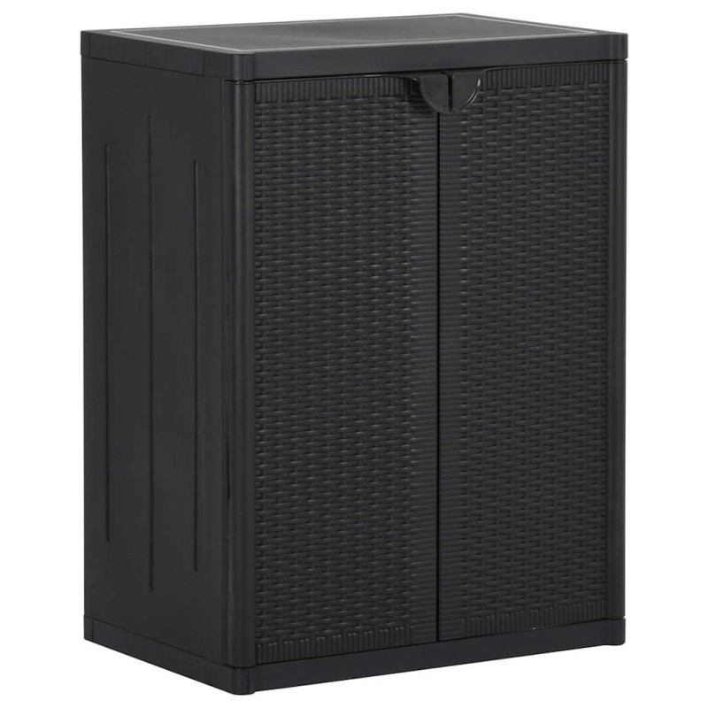 vidaXL Ντουλάπι Αποθήκευσης Κήπου Μαύρο 65x45x88 εκ. από Ρατάν PP