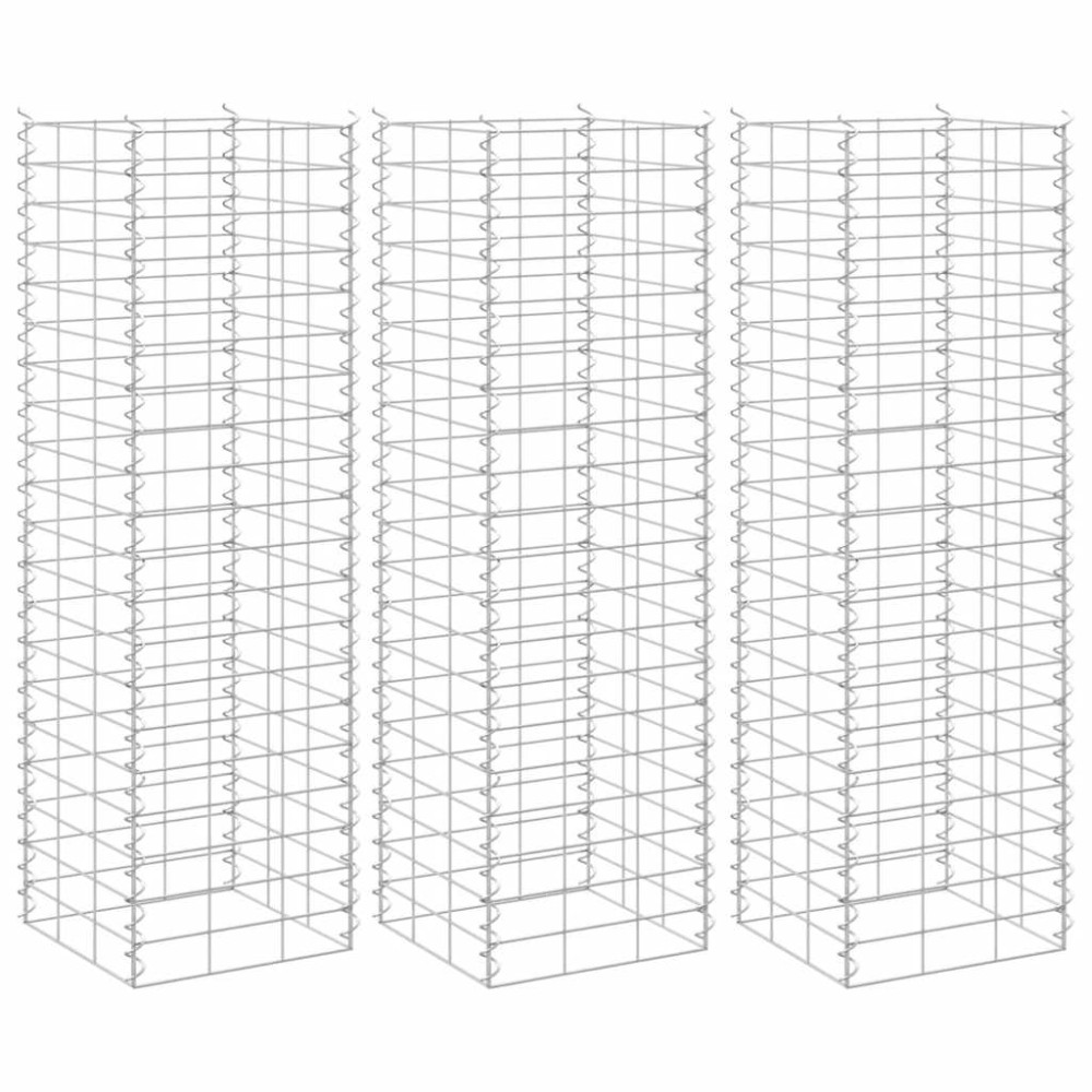 vidaXL Συρματοκιβώτια-Γλάστρες Υπερυψ. 3 τεμ. 30x30x100εκ. Σιδερένιες