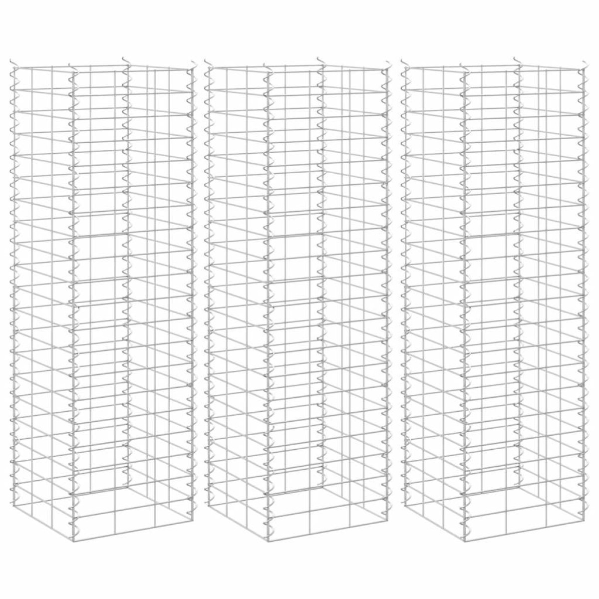 vidaXL Συρματοκιβώτια-Γλάστρες Υπερυψ. 3 τεμ. 30x30x100εκ. Σιδερένιες