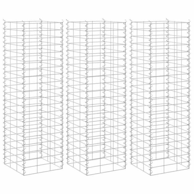 vidaXL Συρματοκιβώτια-Γλάστρες Υπερυψ. 3 τεμ. 30x30x100εκ. Σιδερένιες