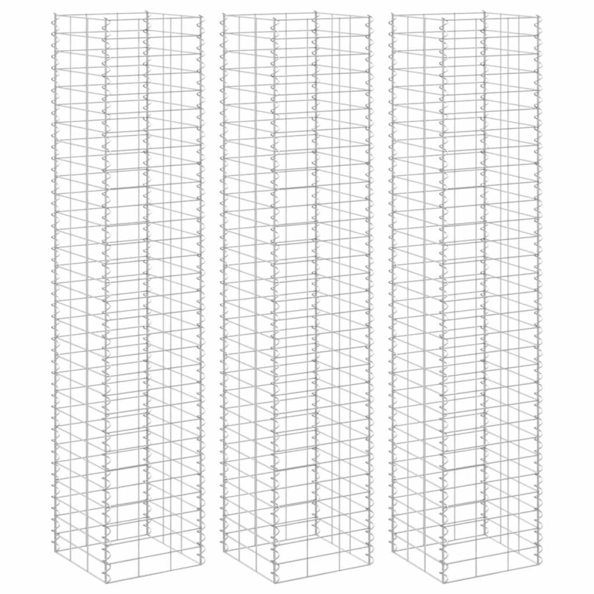 vidaXL Συρματοκιβώτια-Γλάστρες Υπερυψ. 3 τεμ. 30x30x150εκ. Σιδερένιες