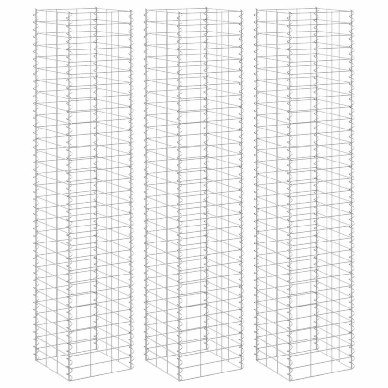 vidaXL Συρματοκιβώτια-Γλάστρες Υπερυψ. 3 τεμ. 30x30x150εκ. Σιδερένιες