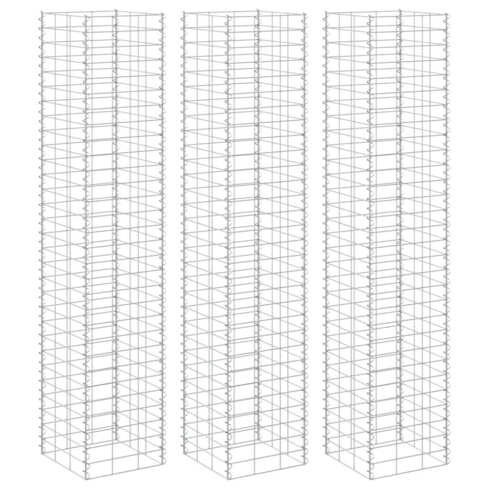 vidaXL Συρματοκιβώτια-Γλάστρες Υπερυψ. 3 τεμ. 30x30x200εκ. Σιδερένιες