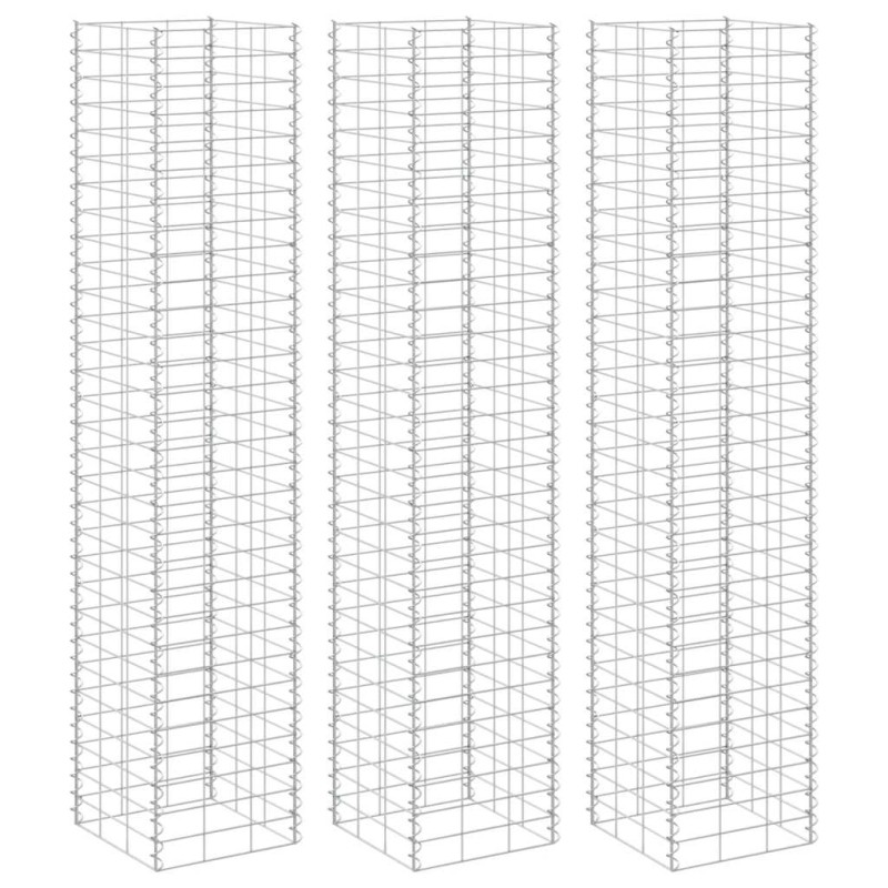 vidaXL Συρματοκιβώτια-Γλάστρες Υπερυψ. 3 τεμ. 30x30x200εκ. Σιδερένιες
