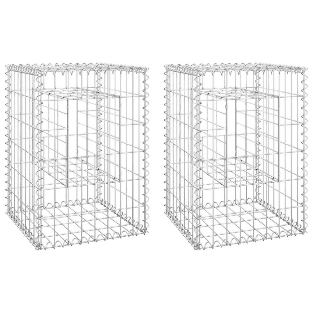 vidaXL Συρματοκιβώτια Στύλοι 2 τεμ. 40 x 40 x 60 εκ. Σιδερένιοι