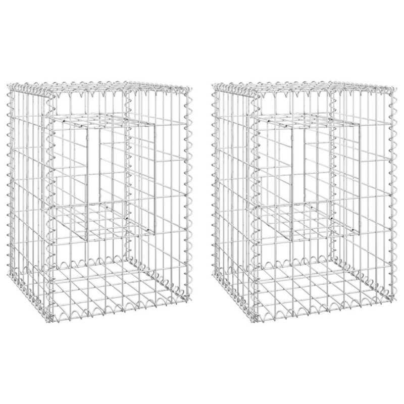 vidaXL Συρματοκιβώτια Στύλοι 2 τεμ. 40 x 40 x 60 εκ. Σιδερένιοι