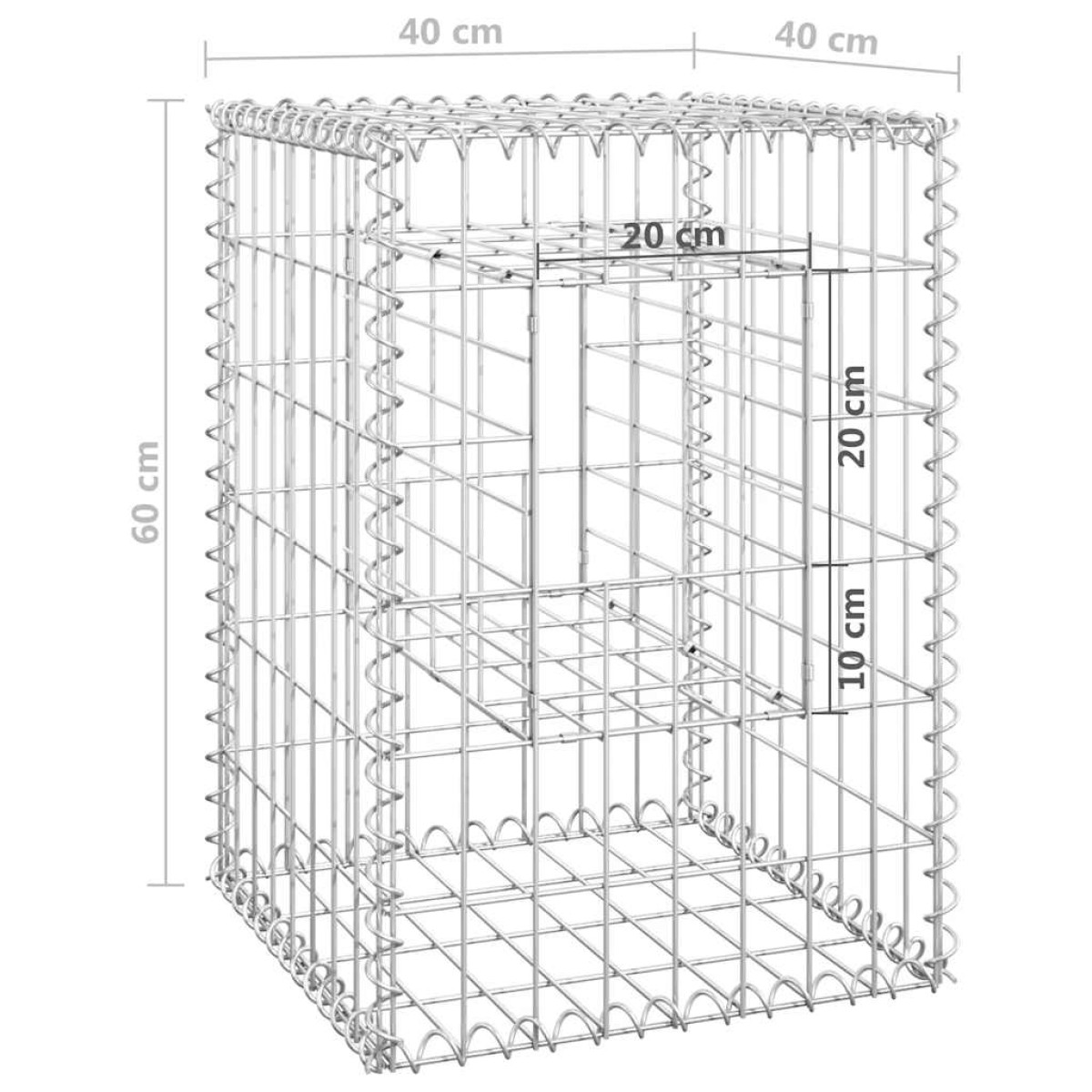 vidaXL Συρματοκιβώτια Στύλοι 2 τεμ. 40 x 40 x 60 εκ. Σιδερένιοι