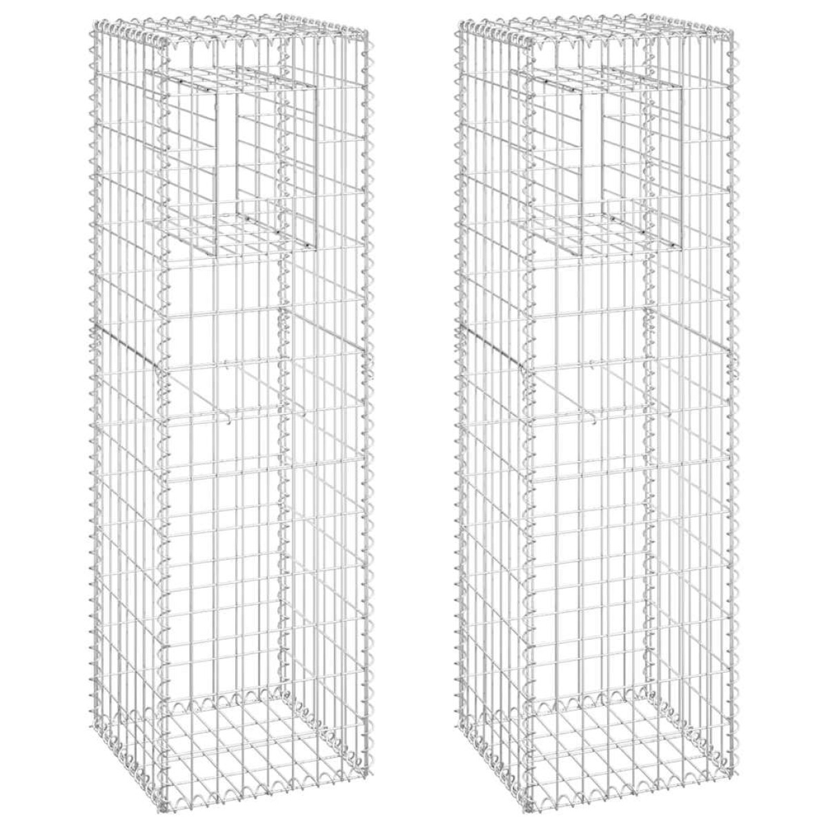 vidaXL Συρματοκιβώτια Στύλοι 2 τεμ. 40 x 40 x 140 εκ. Σιδερένιοι