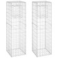 vidaXL Συρματοκιβώτια Στύλοι 2 τεμ. 40 x 40 x 140 εκ. Σιδερένιοι