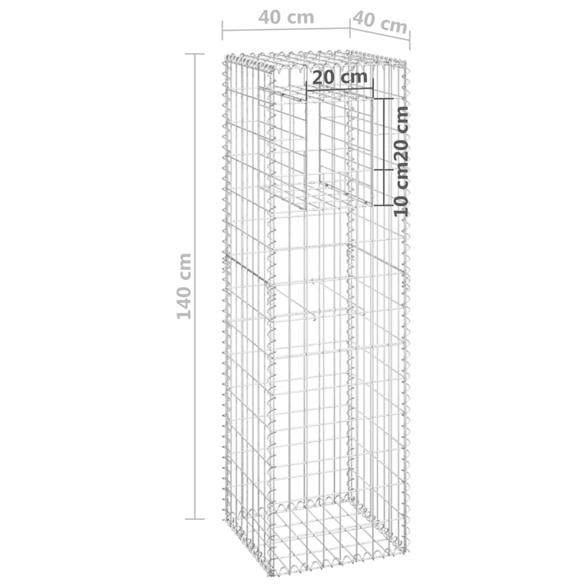 vidaXL Συρματοκιβώτια Στύλοι 2 τεμ. 40 x 40 x 140 εκ. Σιδερένιοι