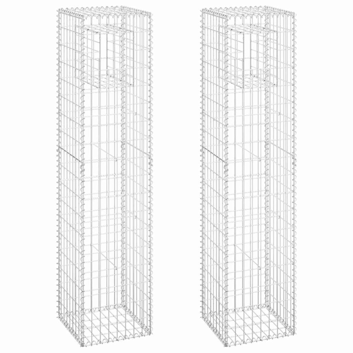 vidaXL Συρματοκιβώτια Στύλοι 2 τεμ. 40 x 40 x 180 εκ. Σιδερένιοι