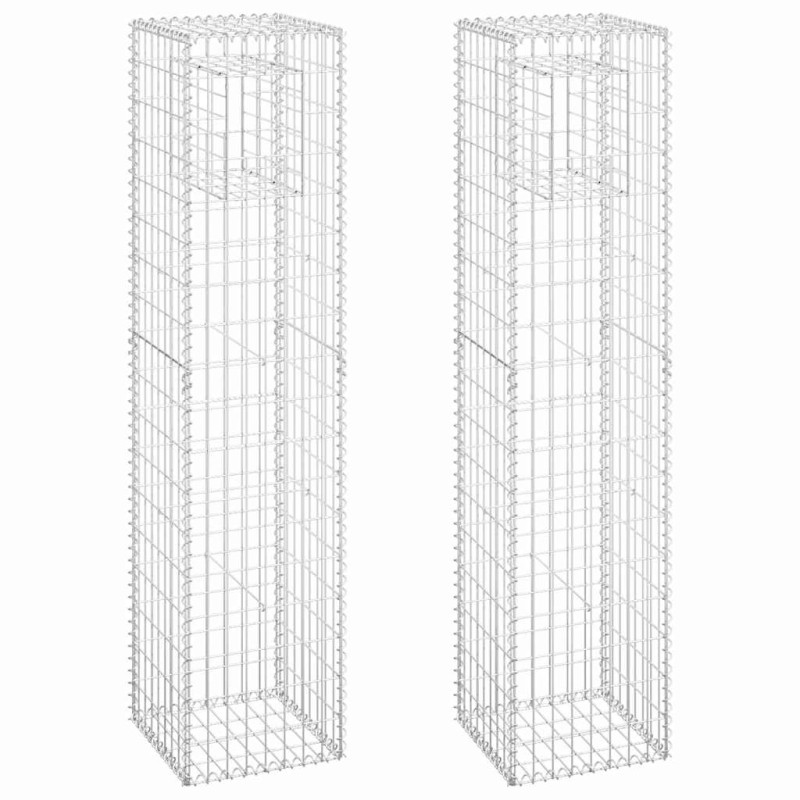 vidaXL Συρματοκιβώτια Στύλοι 2 τεμ. 40 x 40 x 180 εκ. Σιδερένιοι