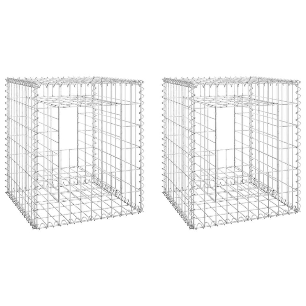 vidaXL Συρματοκιβώτια Στύλοι 2 τεμ. 50 x 50 x 60 εκ. Σιδερένιοι