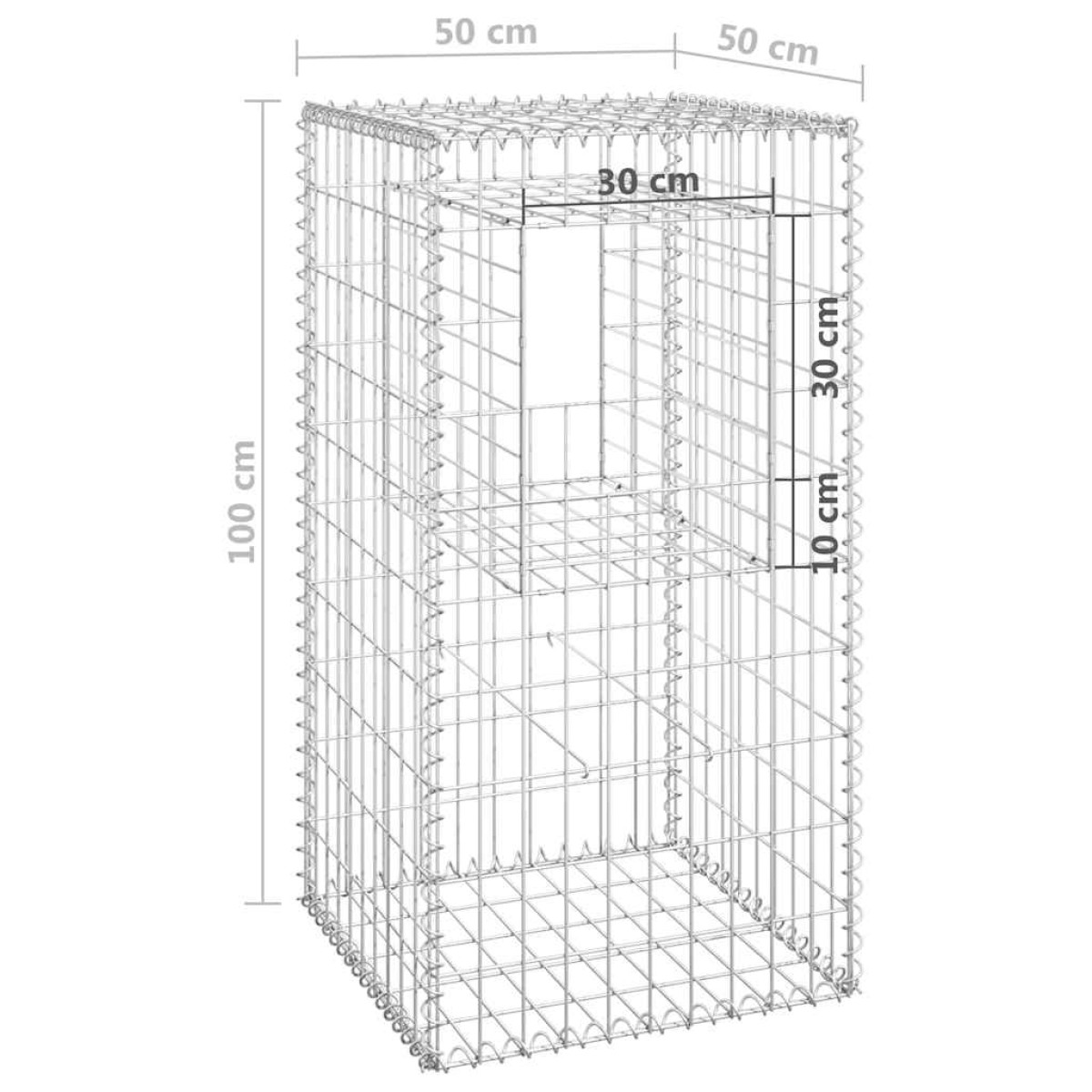 vidaXL Συρματοκιβώτια Στύλοι 2 τεμ. 50 x 50 x 100 εκ. Σιδερένιοι