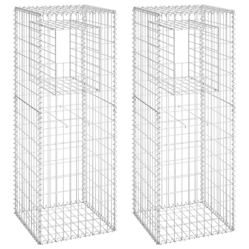 vidaXL Συρματοκιβώτια Στύλοι 2 τεμ. 50 x 50 x 140 εκ. Σιδερένιοι