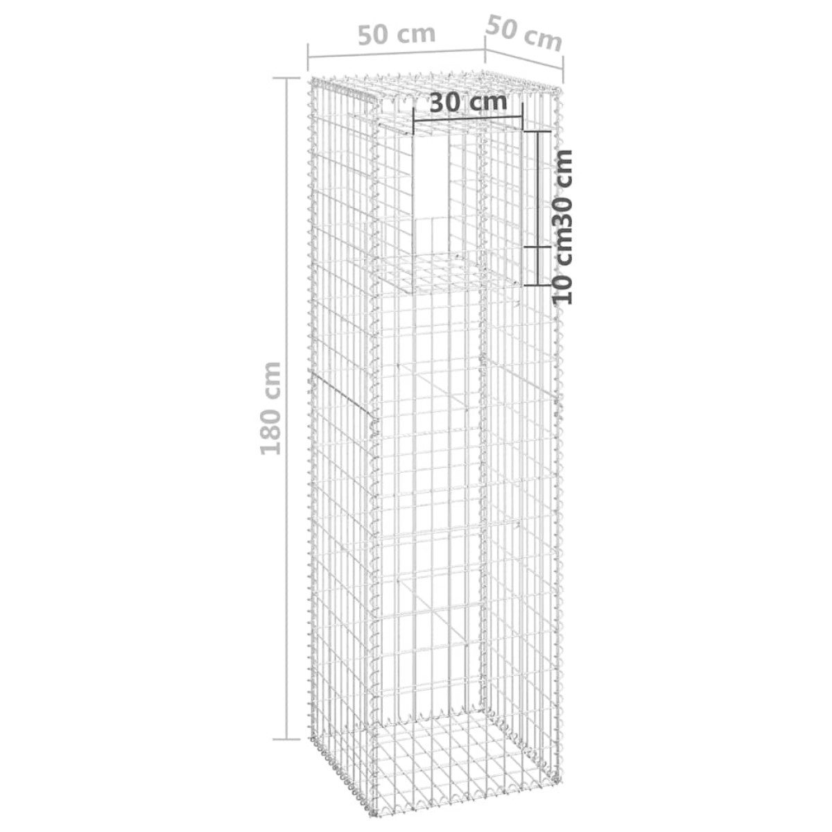 vidaXL  Συρματοκιβώτιο Στύλος 50 x 50 x 180 εκ. Σιδερένιο