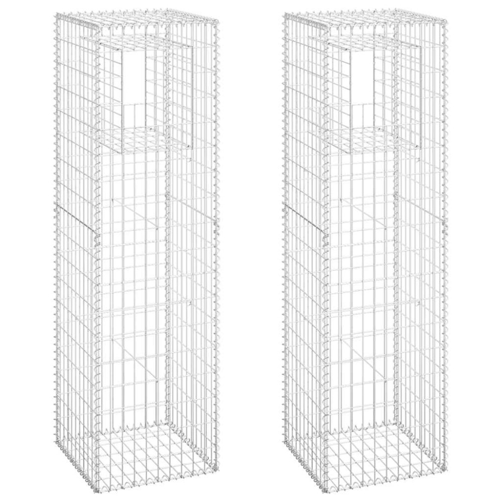 vidaXL Συρματοκιβώτια Στύλοι 2 τεμ. 50 x 50 x 180 εκ. Σιδερένιοι
