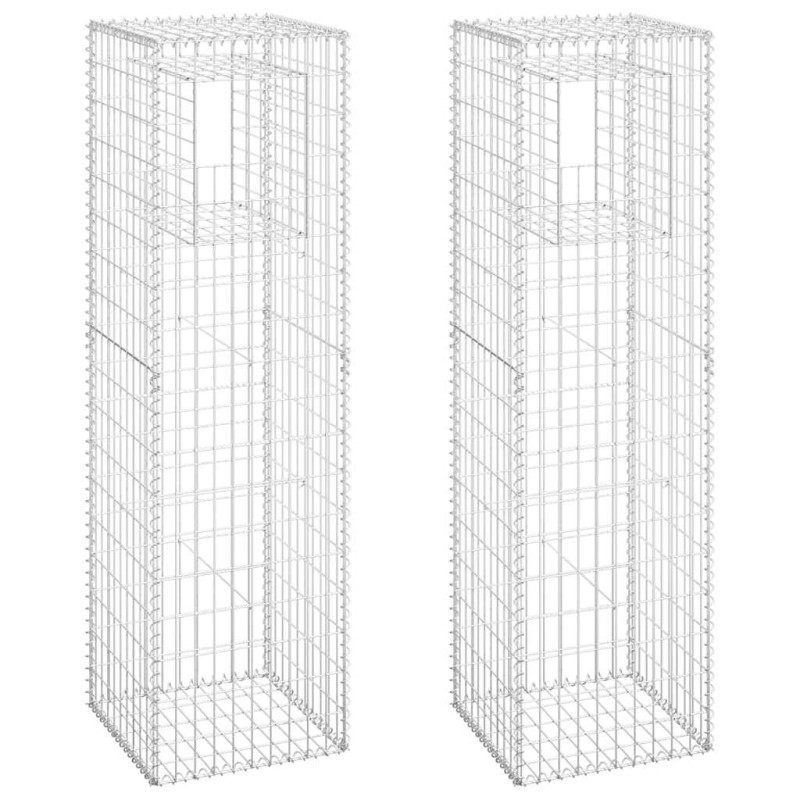 vidaXL Συρματοκιβώτια Στύλοι 2 τεμ. 50 x 50 x 180 εκ. Σιδερένιοι