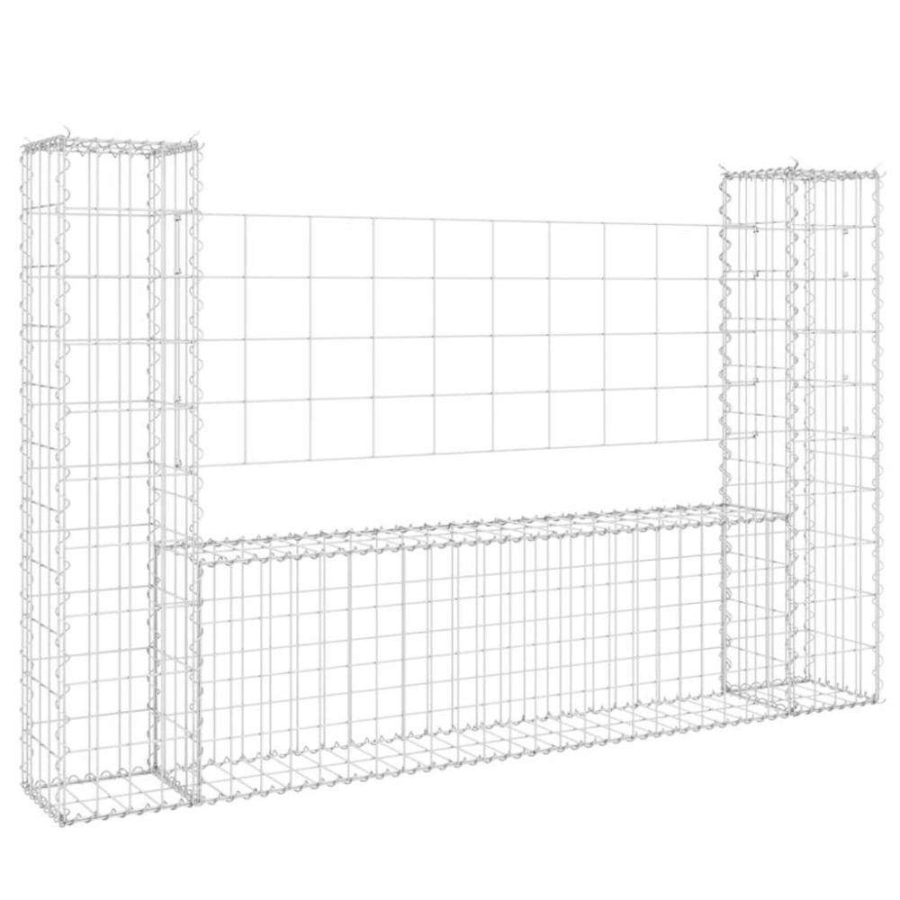 vidaXL Συρματοκιβώτιο σε U Σχήμα με 2 Στύλους 140x20x100 εκ Σιδερένιο