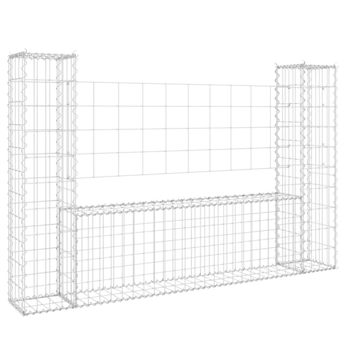 vidaXL Συρματοκιβώτιο σε U Σχήμα με 2 Στύλους 140x20x100 εκ Σιδερένιο