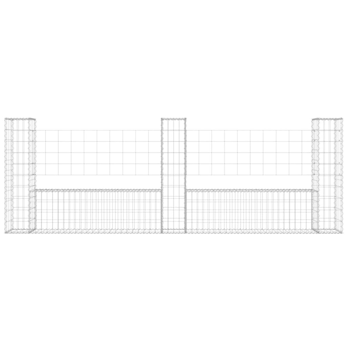 vidaXL Συρματοκιβώτια σε U Σχήμα με 3 Στύλους 260x20x100 εκ Σιδερένιο